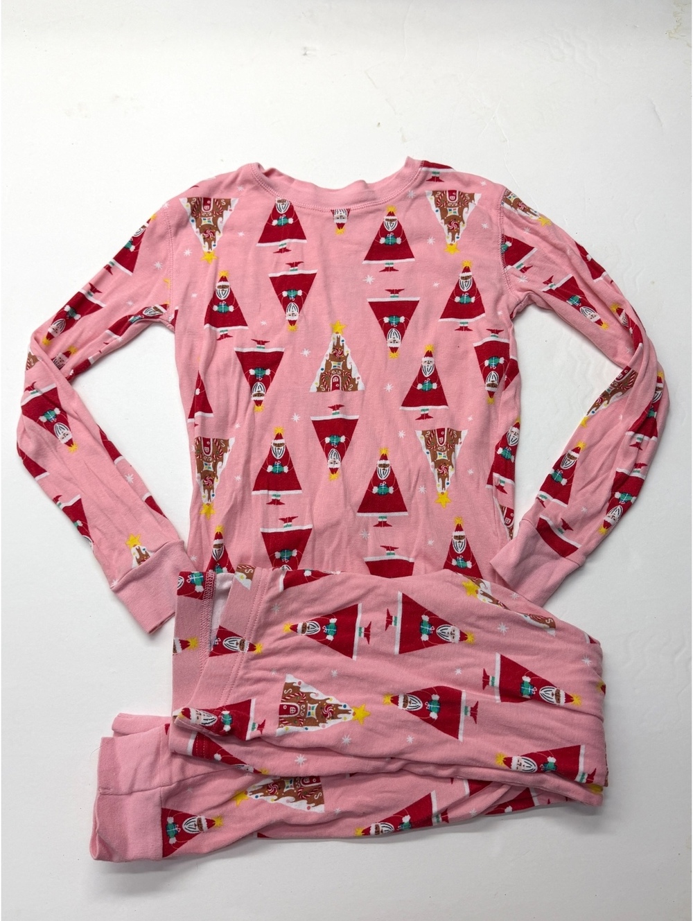 Old Navy Pink Gingerbread Christmas Tree Pajama Set Holiday